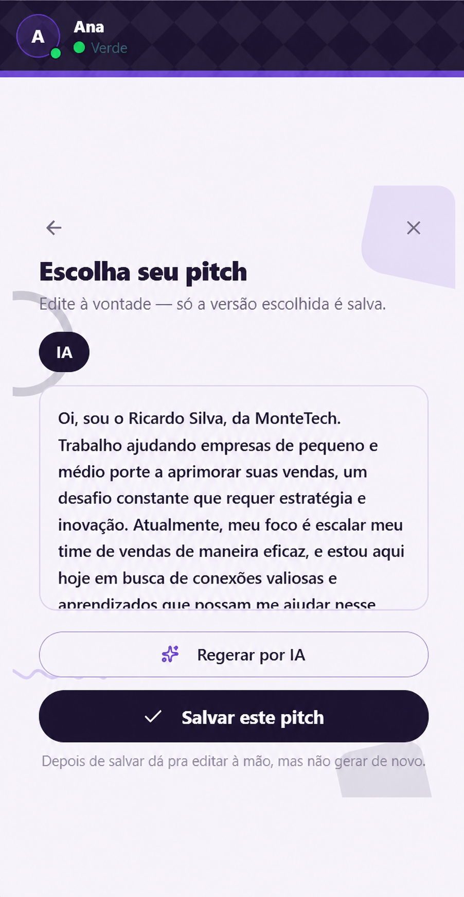 Pitch em cartão